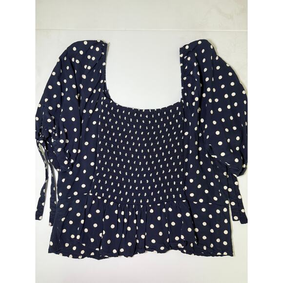 J.Crew Navy Blue Polka Dot Top - Size Medium - Picture 8 of 9